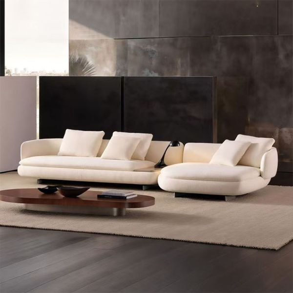 Italian Minimalist Luxury Villa Living Room Sofa Set Hotel Lobby with Teddy Velvet Fabric Sectional Modular Couch