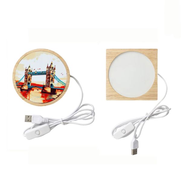 Warm White LED Base Sublimation PET Blanks LED Night Light For Heat Press