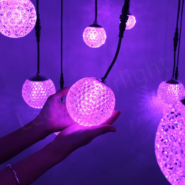 60mm 90mm DMX RGB Hanging Crystal Sphere Lights for Wedding Club Decoration