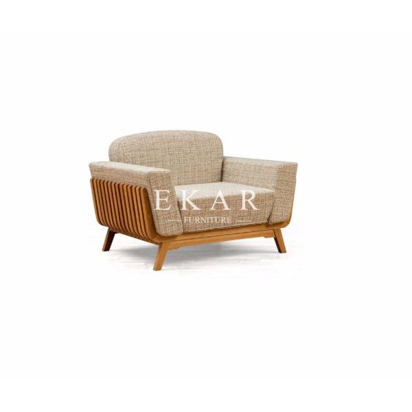 Modern Oas Wood Big Fabric Sofa Chair
