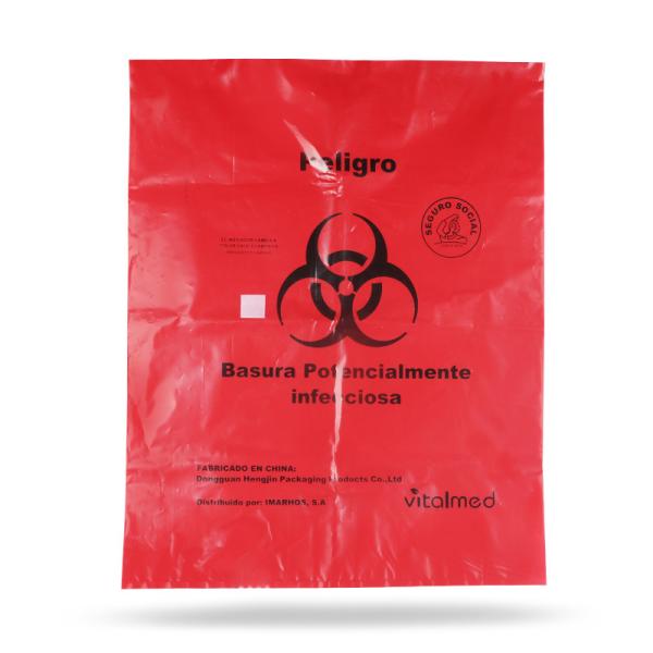 O lixo vermelho do Biohazard da espessura 0.045mm 0.07mm ensaca padrões de ASTM