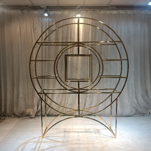 WENDING Gold Concentric Circle Geometric Wedding Display Rack – Art Deco Ring