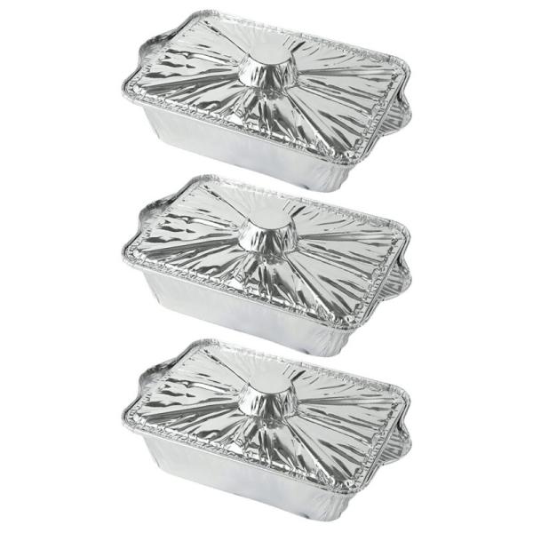 3-Pack Disposable Aluminum Barbecue Containers for Grilling and Baking Food Foil Pot