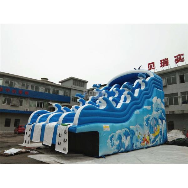 青い波はプールのセリウム、EN14960、SCT、EN71のための膨脹可能な水スライドをからかいます