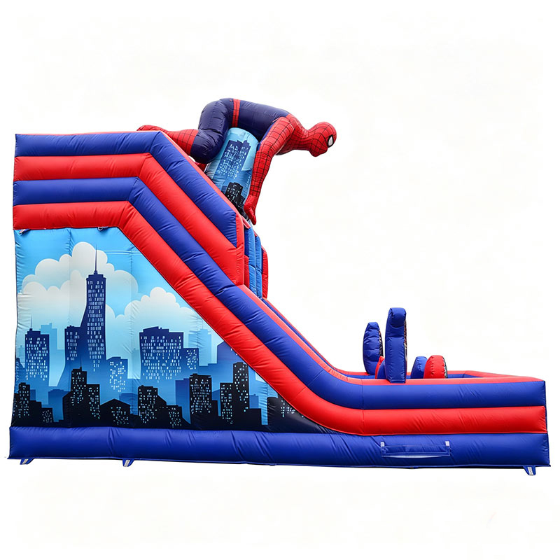  Commercial Grade Superhero Inflatable Slide City Theme Spider Hero Kids Party Rental Dry Slide Heavy Duty PVC
