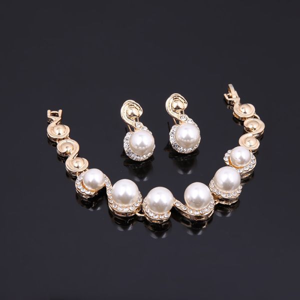 Hot Sale Fashion Delicate Pearl Necklace Earring Set Bridal Party Jewelry Set