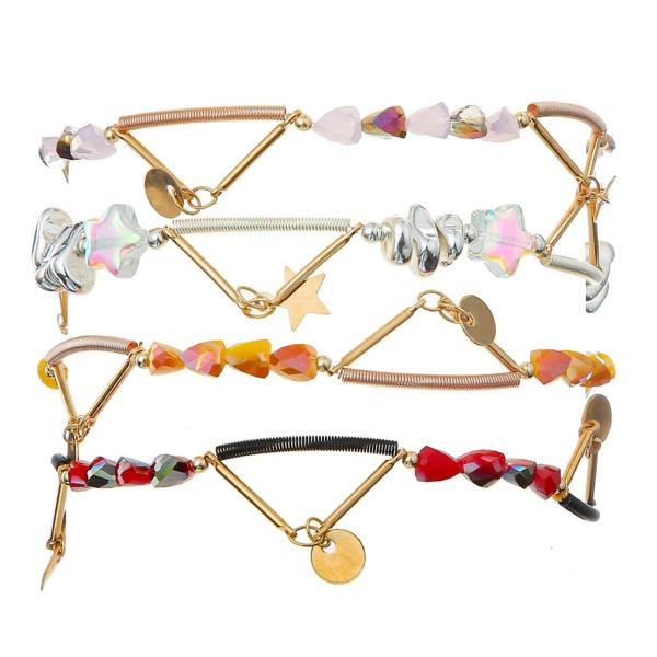 Cor do arco-íris dos braceletes de corrente de Crystal Stretchy Spring Zircon Star