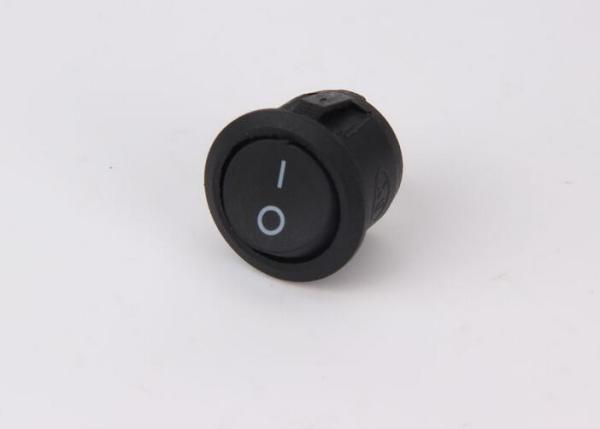 6A ABS Round Rocker Switch Kcd1 - 106  2 Pins Black 50MΩ Contact Resistance