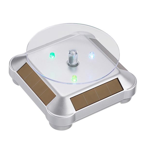 Led Light Solar Rotating Display Stand With Solar Battery Powered 2-4RPM Speed