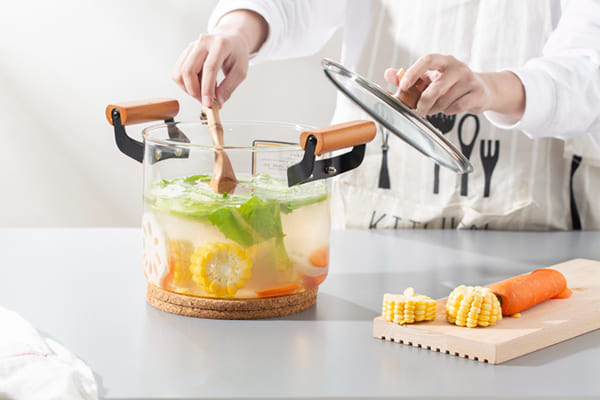 3.3L Clear Glass Kitchen Wares Saucepan Heat Resistant Glass Cookware Stovetop