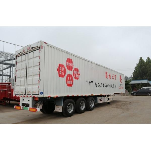 3 Ejes 60 toneladas Remolque de transporte de mercancías Furgoneta seca Box Semi-remolque de cortina lateral
