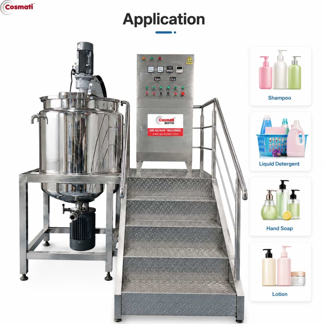 Liquid Soap Double Jacket Mixing Tank Stainless Steel Shampoo Detergent Mixer
