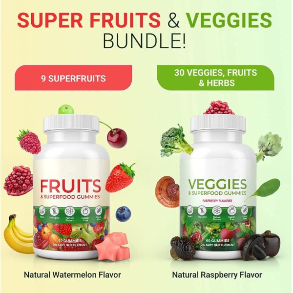 Multivitamin Superfood Gummies With 60pcs/Bottle For Dietary Health Supplement