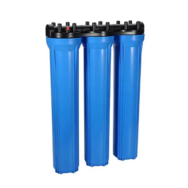 Plastic Triple Conjoined Plumbed Pre Water Filter Housing 1/2 3/4 Outlet / Inlet Port