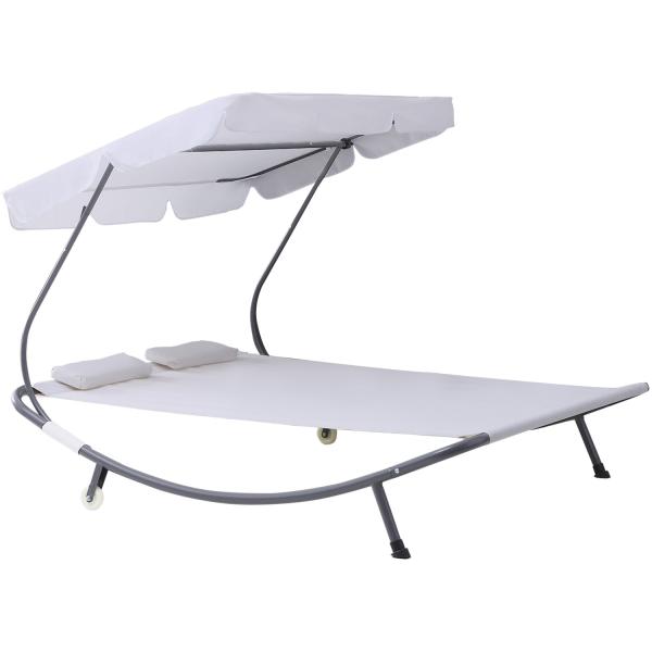 Adjustable Canopy Steel Frame Hammock for Outdoor Poolside Lounging and Relaxation