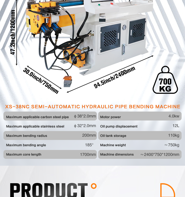 Oval Pipe Machine Circle Zhangjiagang Portable Push 5 Axis for Steel Pipes Hydraulic Stainless Wg-38 Bending