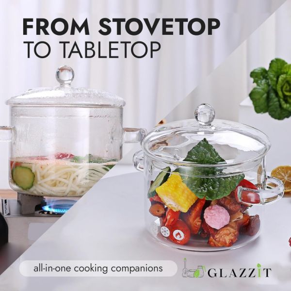 Modern Heat Resistance Glass Cooking Pot Multi Functional Tableware Soup Set