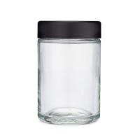 Frasco de vidro branco fosco liso com tampa preta 5 oz Frasco de vidro CR com tampa resistente a crianças