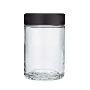 Smooth Matte White Glass Jar Black Cap 5oz CR Glass Jar With Lid Child Resistant