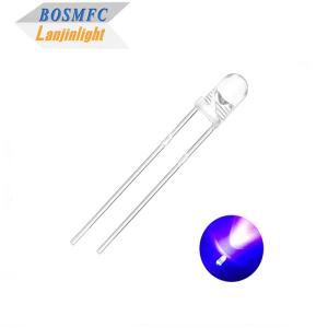 3mm F3 Dip UV LED Chip 395nm 405nm através do buraco para curar o esmalte de