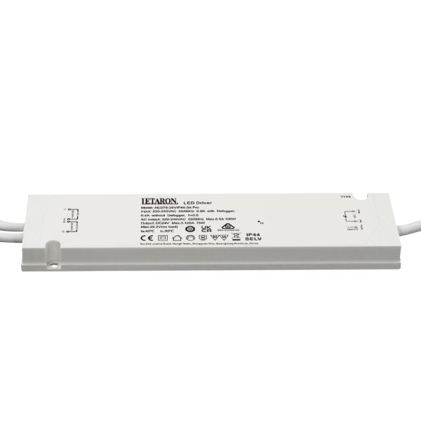 75W 24V Flicker-Free LED Power Supply for Bathroom Light IP44 Waterproof