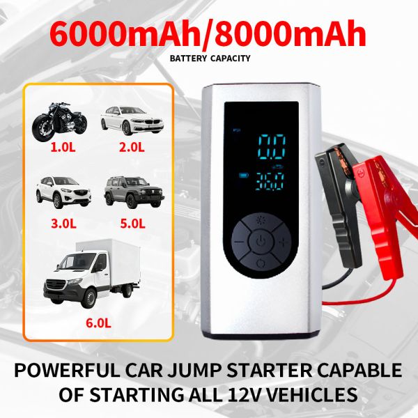 Portable Car Air Compressor For Tires 12V 150psi Digital Rechargeable Car Battery Charger Jump Starter Led Display