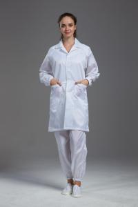 Cleanroom smock and gown anti static ESD polyster and conductive fiber white