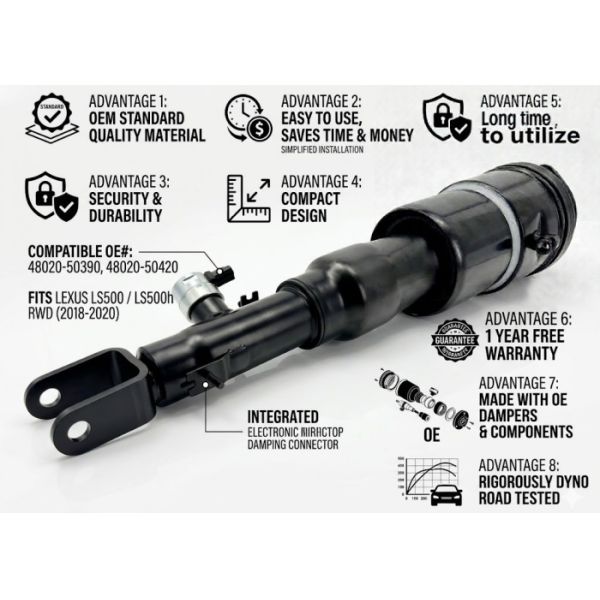 High-Precision Front Left Pneumatic Shock Absorber Lexus LS500 LS500h RWD 48020-50390