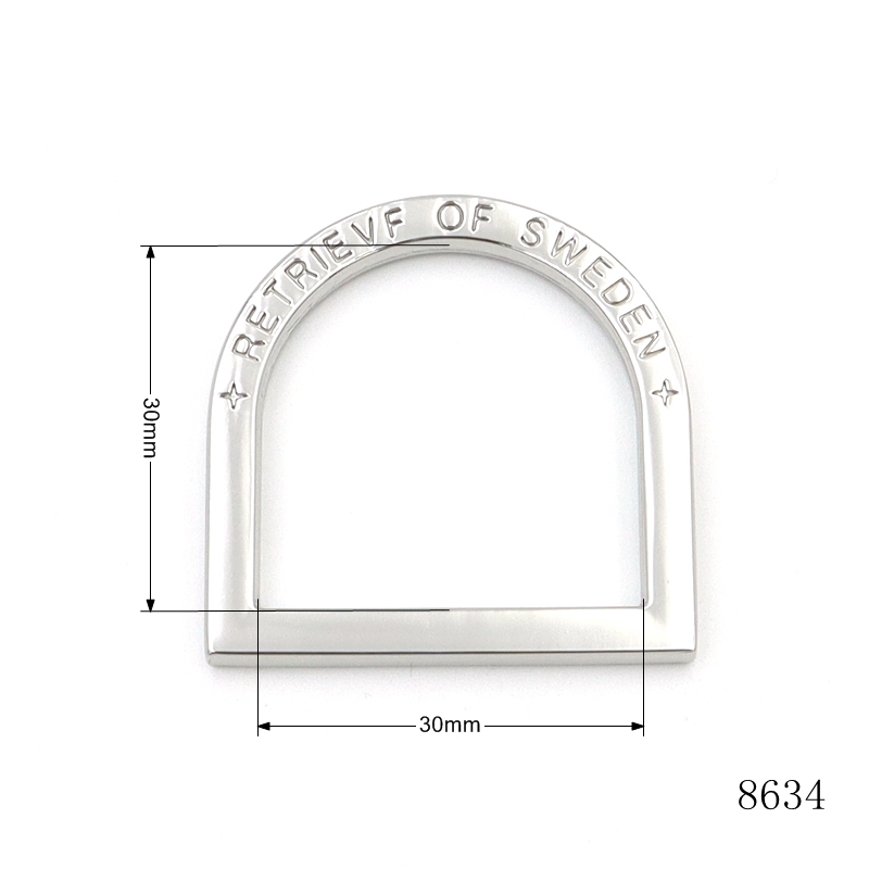 Chrome Plated Metal D Ring Custom Engraved Metal D Buckle For Leather Bags