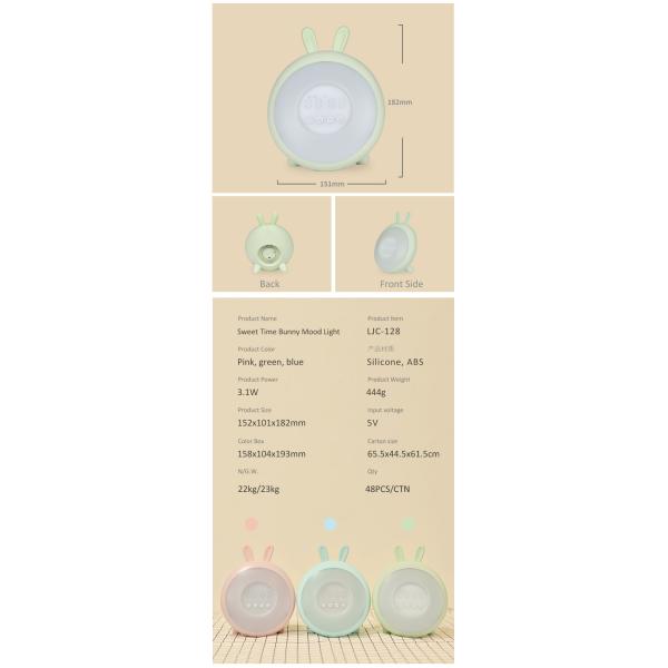 Cute Animal Led Night Clock 1200mAh Battery CE ROHS approval