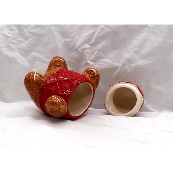 Gingerbread Man Ceramic Cookie Jar Holiday Gifts With Red Cloth Cookie Jar