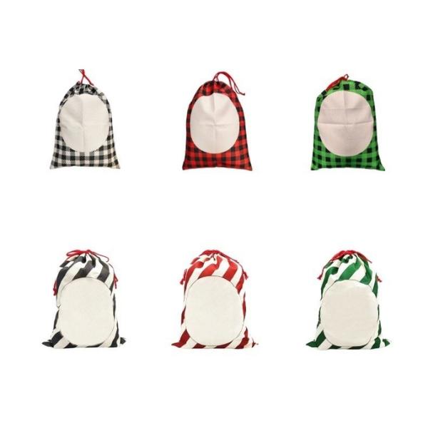 Personalized Reusable Christmas Bags Candy Bags Custom Santa Sacks Sublimation Drawstring Christmas Bags