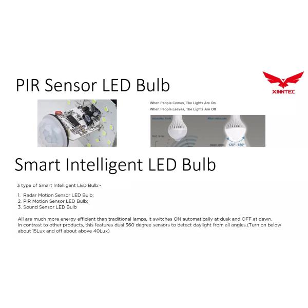 5W/7W/9W/12W Infrared PIR Motion Sensor LED Bulb for Smart LED Lighting Efficiency