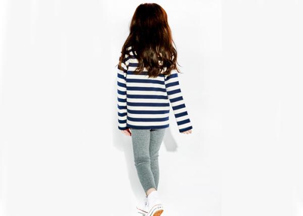 Grey White Stripe Kids Girls Clothes Girls Loungewear Set + Cotton Elastic Melange