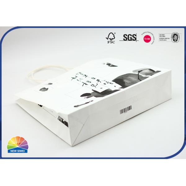 Custom Printed White Kraft Paper Gift Bags With Twisted String Handles