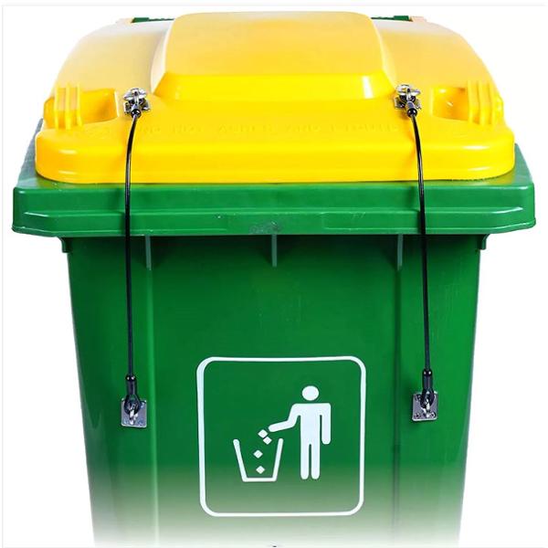 Stainless Steel Wire Rope Trash Can Lid Lock Metal Universal Lid Lock For Outdoor Garbage Cans