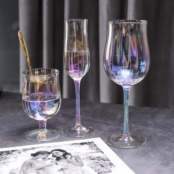 Colorful Tulip Gold Rim Champagne Glasses 145ml Electroplating