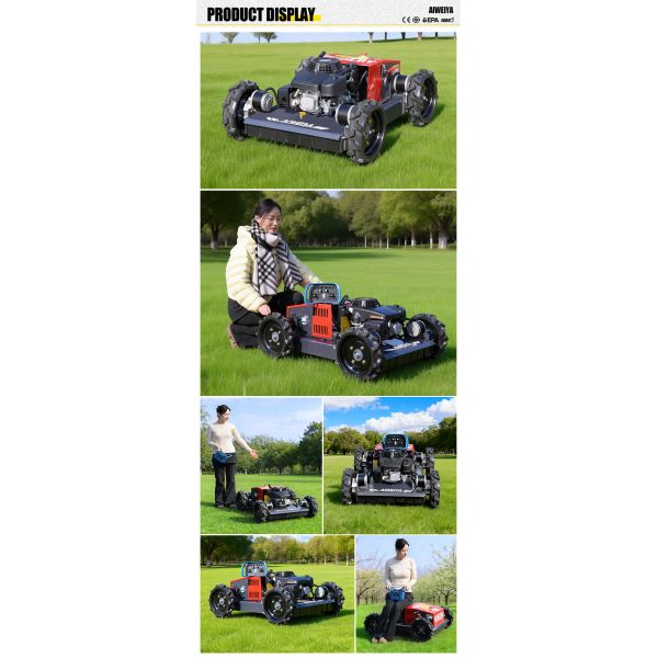 Self-Propelled Cordless 4-Stroke Industrial Grade Lawnmower with Remote Control and Four-Wheel Drive for Orchard and Farm Use