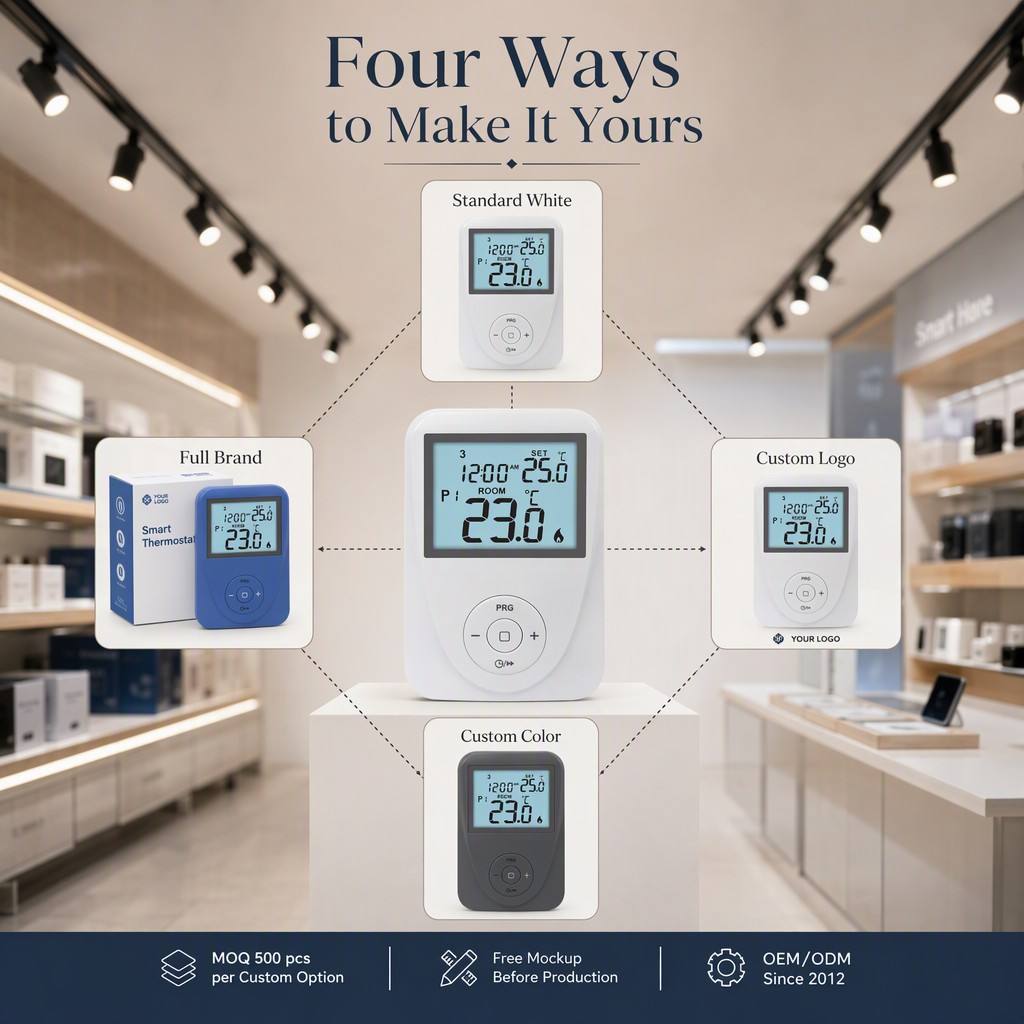230V Heating And Cooling 7 Day Programmable Thermostat Assembly Compatible Underfloor Heating Systems Temperature Control Mechanism For Engines