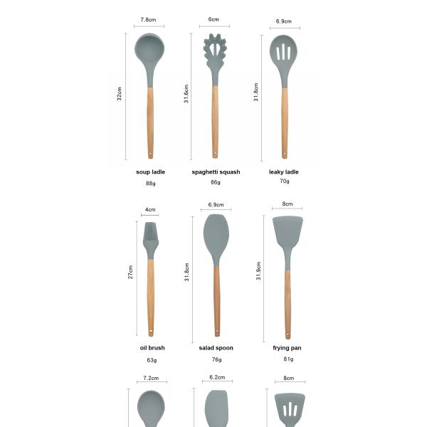 Утвари кухни нержавеющей стали силикона 8 частей гигиены красочные для варить