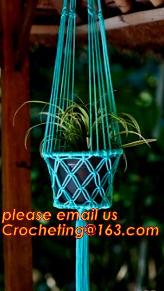 COTTON ROPE BRAIDED FLOWER POTS HOLDER, DECORATIVE MACRAME PLANT HANGERS, HOUSEHOLD ARTICLES