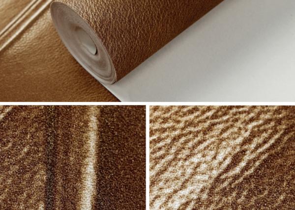 3D Effect Washable Vinyl Wallpaper , Luxurious Golden Leather Pattern Wallpaper