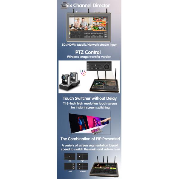 11Equipamento de transmissão ao vivo de câmera múltipla com tela sensível ao toque para igreja