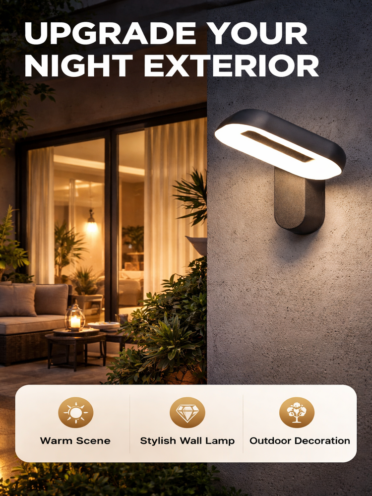 18W Rotatable LED Outdoor Wall Light With Open Center Loop Design 3000K For Villas Patios