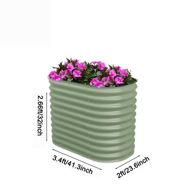 Galvanized Raised Garden Bed Outdoor Oval Large Metal Garden Bed Planter Box Raised Beds For Gardening(3.4*2*2.66 Ft)