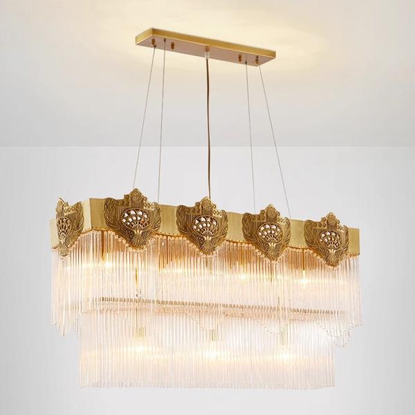 JYLIGHTING Modern Peafowl Chandelier Crystal Tassels Brass Pendant Lamps Remote Home Office Decor for Villa Bedroom Hanging 	Modern Pendant Light