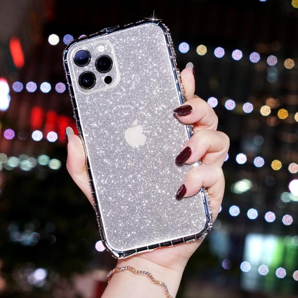 Scintillement de luxe Bling Diamond Transparent Soft Phone Case pour l'iPhone 14