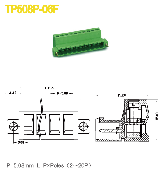 Femae Pluggable obstrui dentro 18A Screwless do bloco de terminais 2 - 22 conector do terminal de Polos