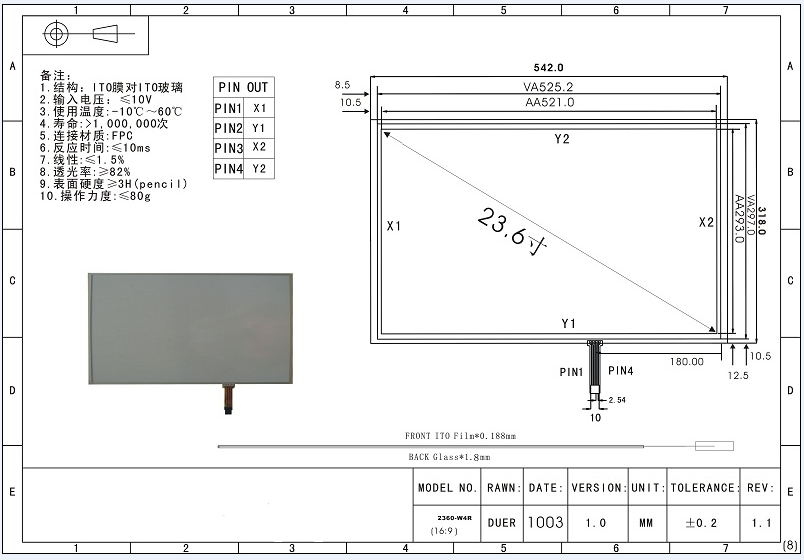 Панель касания TP USB 23,6 дюймов сопротивляющая для экрана дисплея LCD, подключей и играй