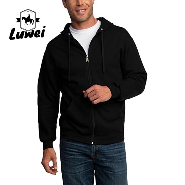 High Quality Moletons Pastel 50% Cotton Cut And Sew Zip Up Drawstring Men's Hoodies Sweatshirts